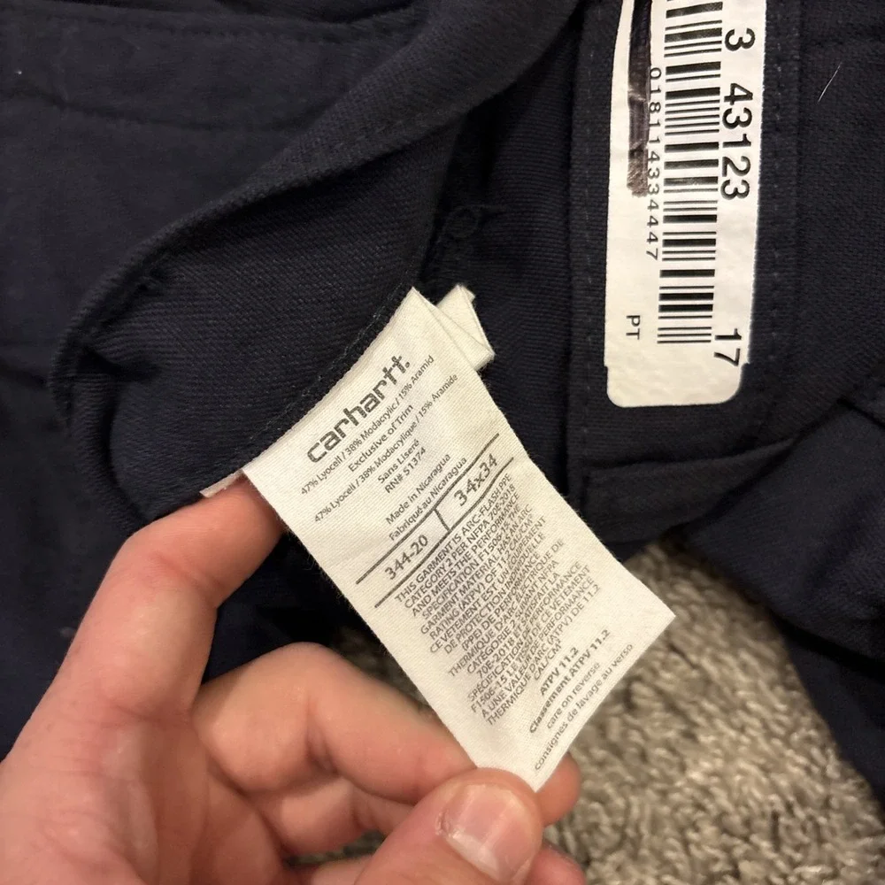 Carhartt FR 34x34 FLAME RESISTANT Navy Blue Cargo Work Pants 344-20 Rare FR